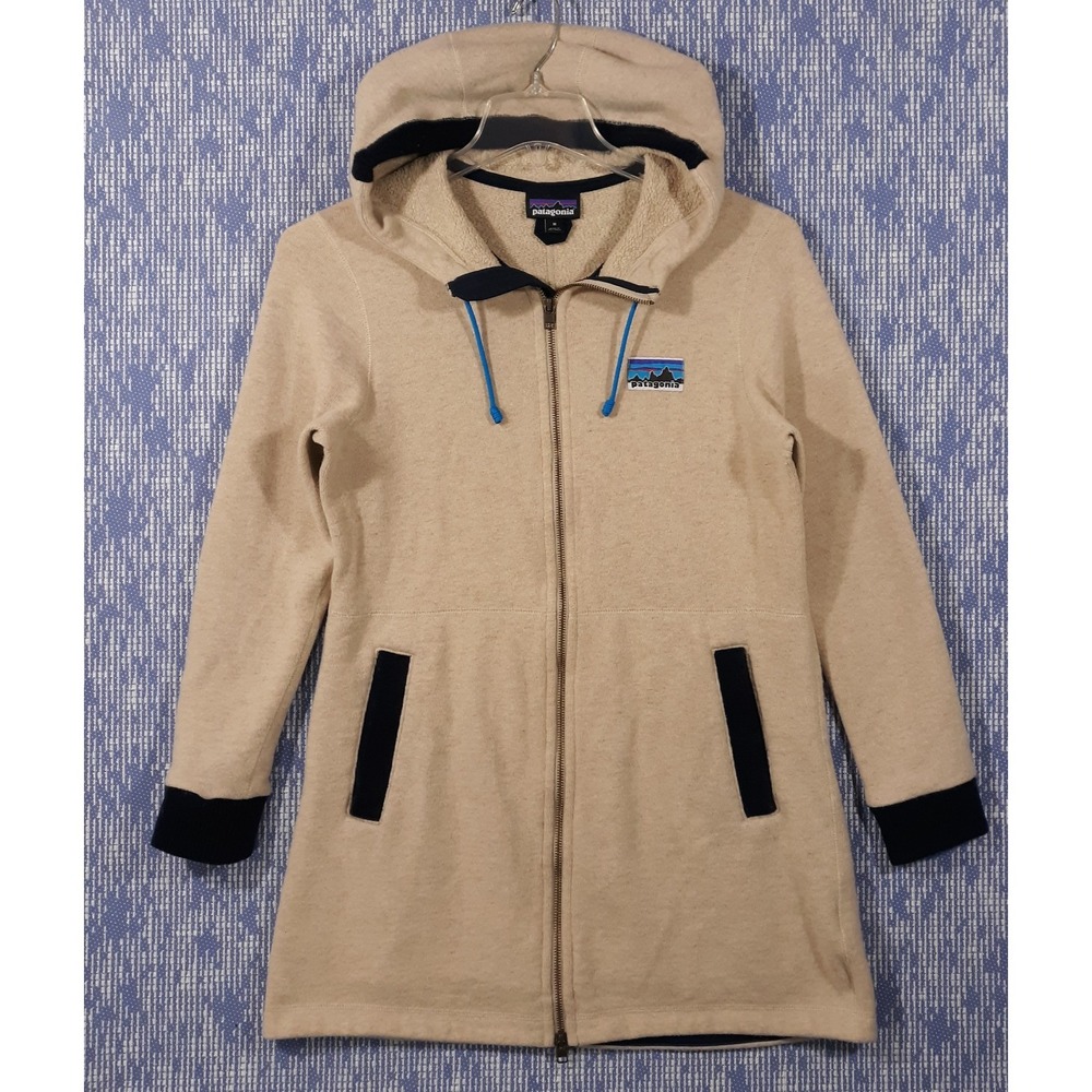 Patagonia Jacket Full Zip Hooded Wool Blend Womens M Oatmeal